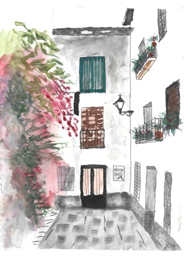 Pintura intitulada "Vila" por Marcus Araújo De Caldevilla, Obras de arte originais, Aquarela