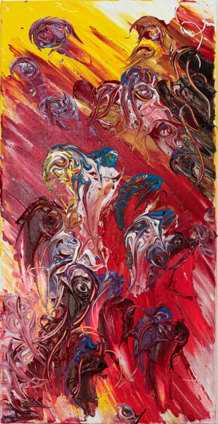 Schilderij getiteld "Abstract flower org…" door Nataly Ustinova, Origineel Kunstwerk, Acryl Gemonteerd op Frame voor houten…