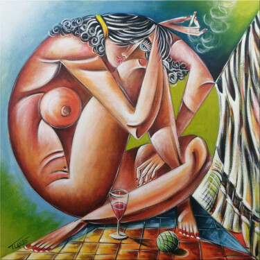 Картина под названием "Woman Chillout #M255" - Thomas Lange, Подлинное произведение искусства, Масло Установлен на Деревянна…