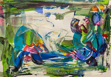 Painting titled "Dans une forêt vier…" by Regine Blot, Original Artwork, Acrylic Mounted on Wood Panel