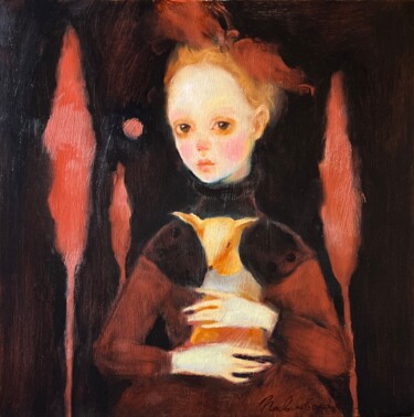 「Cypresses」というタイトルの絵画 Isolde Pavlovskayaによって, オリジナルのアートワーク, オイル ウッドストレッチャーフレームにマウント