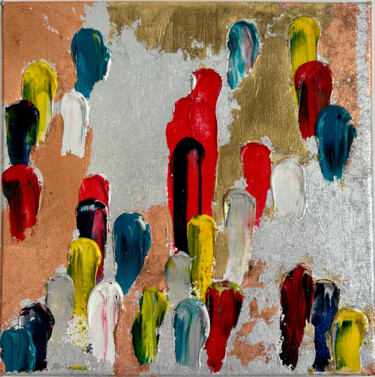 Painting titled "Abstract group orga…" by Nataly Ustinova, Original Artwork, Acrylic Mounted on Wood Stretcher frame