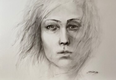 Drawing titled "Untitled" by Marin, Original Artwork, Pastel Mounted on Wood Stretcher frame