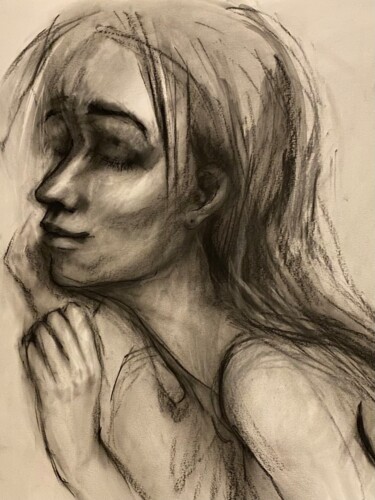 Tekening getiteld "Dreamy" door Marin, Origineel Kunstwerk, Pastel Gemonteerd op Frame voor houten brancard