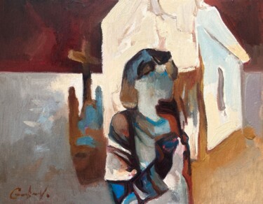 Malerei mit dem Titel "Neben Kirche" von Viktor Grabar, Original-Kunstwerk, Öl