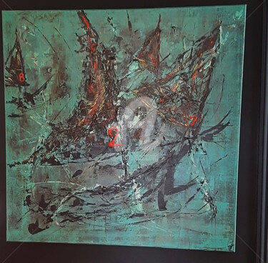 Peinture intitulée "Régate" par Mouna Leborgne, Œuvre d'art originale, Acrylique Monté sur Châssis en bois