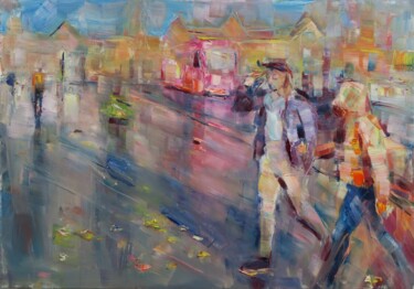 Painting titled "Après l'orage" by Marta Lipowska, Original Artwork, Oil Mounted on Wood Stretcher frame