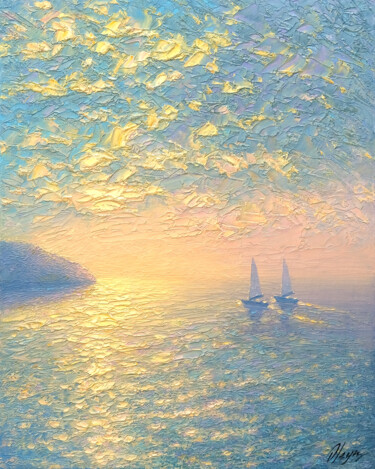 Картина под названием "seascape 20" - Dmitry Oleyn, Подлинное произведение искусства, Масло Установлен на Деревянная рама дл…