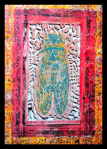 Printmaking titled "WEEKEND  À ROME" by Christophe Flaugère, Original Artwork, Linocuts Mounted on Cardboard
