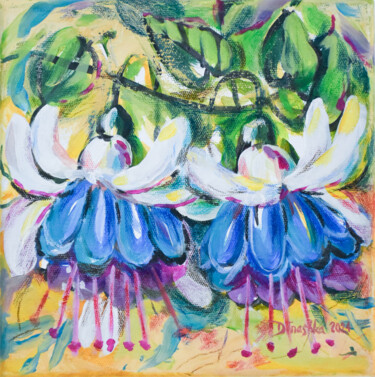 绘画 标题为“BAL DES FUCHSIAS BL…” 由Dina Shkarovska (Dinashka), 原创艺术品, 油