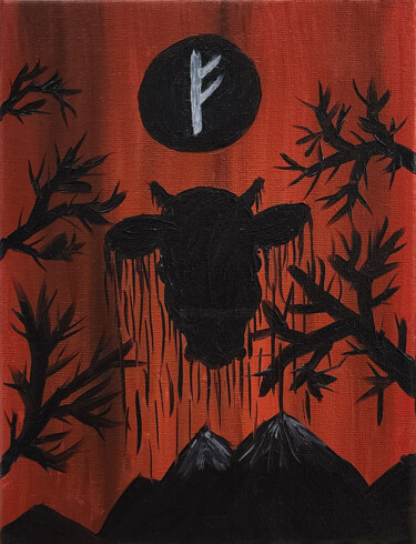 绘画 标题为“Energy art - Fehu:…” 由Aurmsorne, 原创艺术品, 油