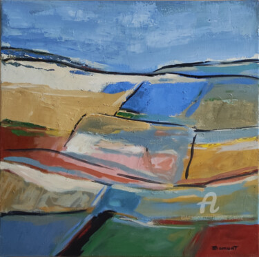 Painting titled "champs en fête 2" by Sophie Dumont, Original Artwork, Oil