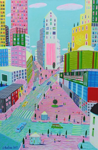Beautiful City, Beautiful People Peinture intitulée "Beautiful City, Bea…" par Katrina Avotina, Œuvre d'art originale, Acrylique