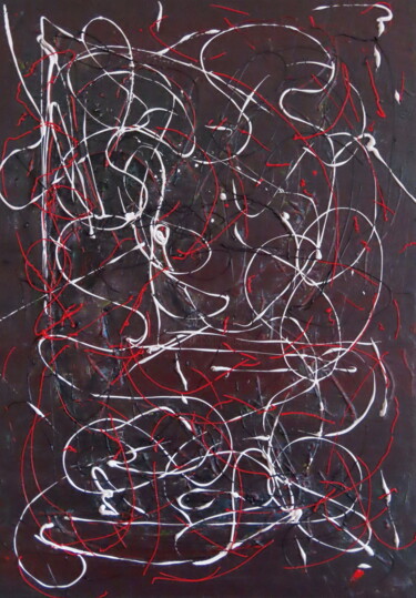 Schilderij getiteld "Manic Man" door Dunc Ebedes, Origineel Kunstwerk, Acryl Gemonteerd op Frame voor houten brancard