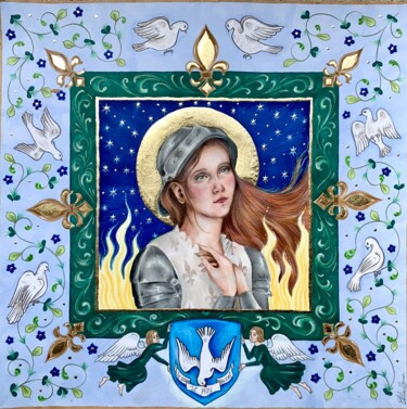 图画 标题为“Jeanne d'Arc” 由Célestine Brunon, 原创艺术品, 铅笔