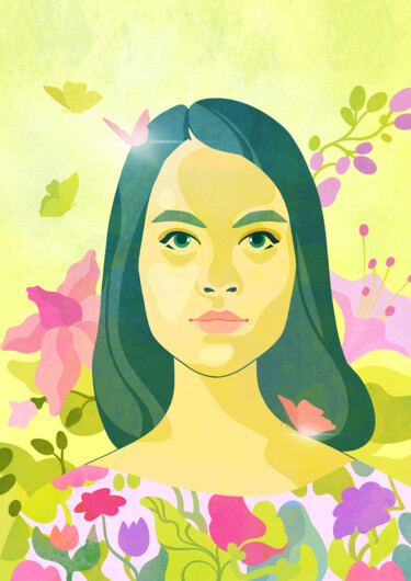 Digital Arts titled "Morning Garden" by Mariia Tsvetkova, Original Artwork, Digital Painting