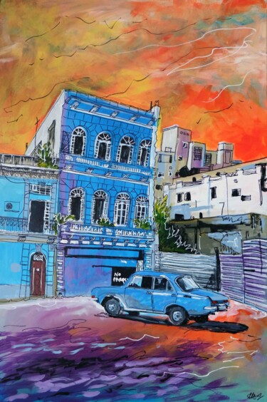 Painting titled "A Lada Day" by Laura Hol, Original Artwork, Acrylic Mounted on Wood Stretcher frame