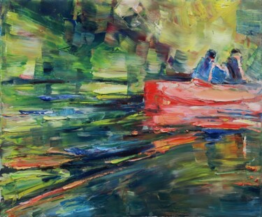 Pittura intitolato "Down the river XI" da Marta Lipowska, Opera d'arte originale, Olio Montato su Telaio per barella in legno