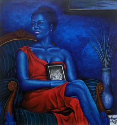 Ζωγραφική με τίτλο "En quête de ses rac…" από Valentin Cyrille Evegue, Αυθεντικά έργα τέχνης, Ακρυλικό Τοποθετήθηκε στο Ξύλι…