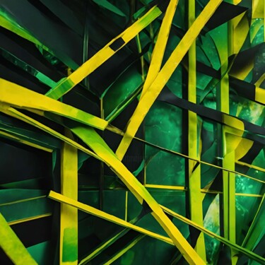 3D Lattice of Yellow and Green Digital Arts titled "3D Lattice of Yello…" by Alberto Capitani, Original Artwork, AI generated image