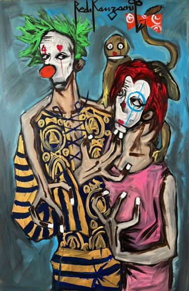 제목이 "Clowns2"인 미술작품 Reda Kanzaoui로, 원작, 아크릴