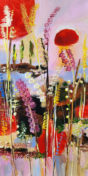 Painting titled "La naissance sponta…" by Muriel Cayet, Original Artwork, Acrylic Mounted on Wood Stretcher frame