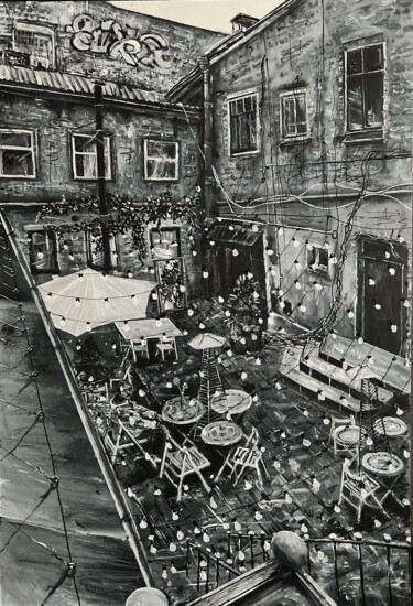 Painting titled "Lullaby /// Roof se…" by Maárs Shanó, Original Artwork, Acrylic Mounted on Aluminium