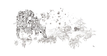 Dessin intitulée "Elephant" par To, Œuvre d'art originale, Encre