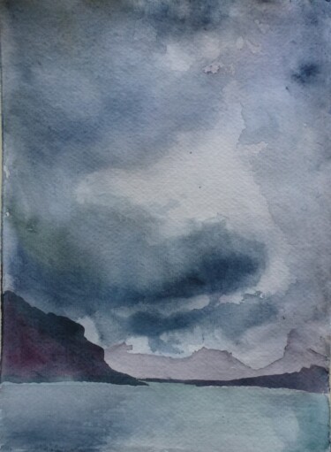 Painting titled "Polynesian skies 4" by Paul Mckee, Original Artwork, Watercolor
