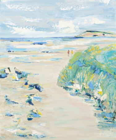 Un dimanche dans la Cotentin Peinture intitulée "Un dimanche dans la…" par Sophie Petetin, Œuvre d'art originale, Huile Monté sur Châssis en bois