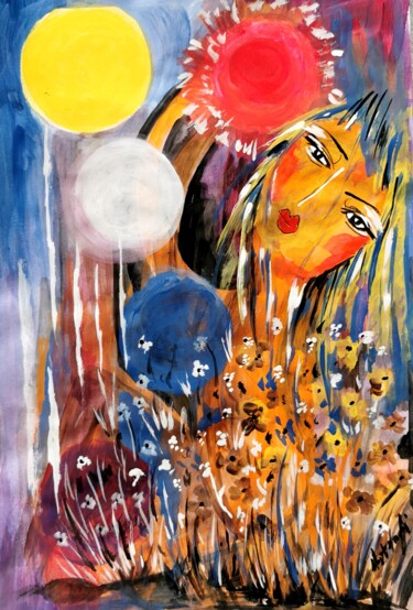 Peinture intitulée "Waiting time" par Mansoureh Ashrafi, Œuvre d'art originale, Acrylique