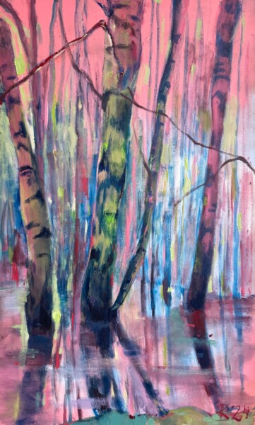 Schilderij getiteld "Neon Swamp" door Kseniia Kozhakhanova, Origineel Kunstwerk, Olie