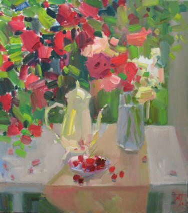 Summer Painting titled "Summer" by Anna Trachuk, Original Artwork, Oil Mounted on Wood Stretcher frame