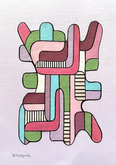 Painting titled "Abstractif 3" by Onurb Napeihcs, Original Artwork, Acrylic Mounted on Other rigid panel
