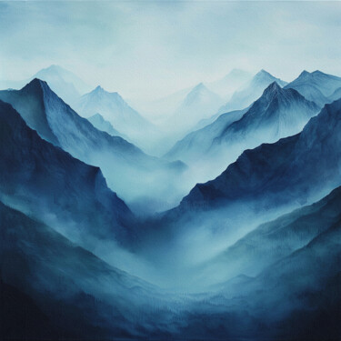 数字艺术 标题为“Minimalist Landscape” 由Bilge Paksoylu, 原创艺术品, AI生成的图像