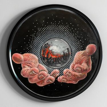 绘画 标题为“GLOBE” 由Robert Inestroza, 原创艺术品, 油 安装在木质担架架上