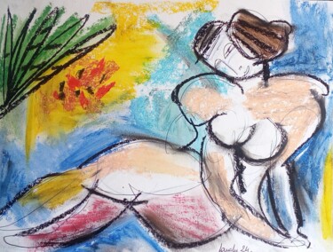 Nu romantique Drawing titled "Nu romantique" by Laudu, Original Artwork, Pastel