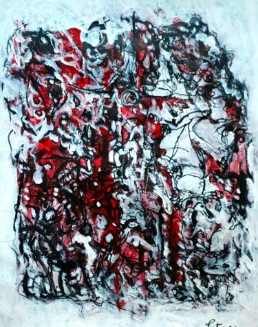 Painting titled "Amsterdam rouge" by Lise Poitras, Original Artwork, Acrylic