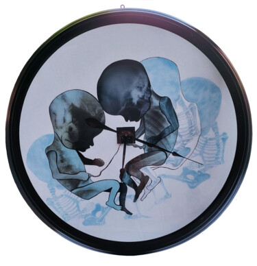 Collages intitulée "Gémellité interromp…" par Carole Guénault, Œuvre d'art originale, Peinture vitrail Monté sur Plexiglas