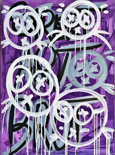 Painting titled "La loi du silence" by Niamor, Original Artwork, Acrylic Mounted on Wood Stretcher frame