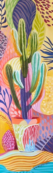 绘画 标题为“Vibrant Oasis 3” 由Natalie Aleksejeva (NatalieVerve), 原创艺术品, 丙烯 安装在木质担架架上