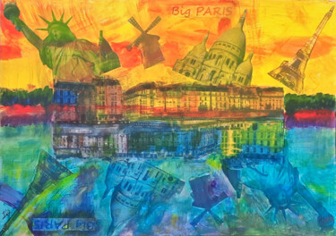 Big Paris Collages intitulée "Big Paris" par Isa-Isarielle, Œuvre d'art originale, Acrylique