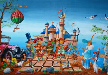 Pintura intitulada "LES NOUVEAUX VISITE…" por Michel Michaux, Obras de arte originais, Óleo