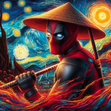 Arts numériques intitulée "Deadpool kills Van…" par Pixinxt, Œuvre d'art originale, Image générée par l'IA