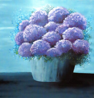 Hydrangea Cupcakes Pittura intitolato "Hydrangea Cupcakes" da Dunc Ebedes, Opera d'arte originale, Acrilico Montato su Telaio per barella in le…