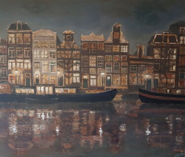 Peinture intitulée "Amsterdam twilight I" par Peter Ter Beek, Œuvre d'art originale, Acrylique