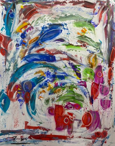 Painting titled "Cocktail tropical e…" by Regine Blot, Original Artwork, Acrylic Mounted on Wood Panel