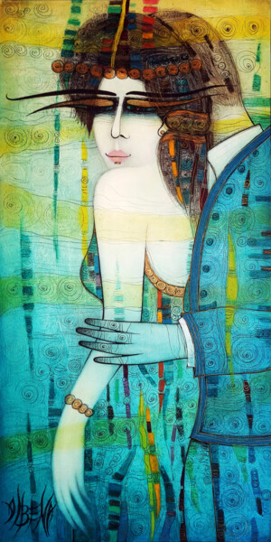 Schilderij getiteld "LAST DANCE" door Albena Vatcheva, Origineel Kunstwerk, Olie Gemonteerd op Frame voor houten brancard