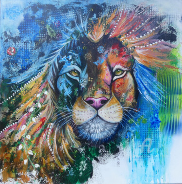 Peinture intitulée "Simba" par Renée Tortet, Œuvre d'art originale, Acrylique Monté sur Châssis en bois