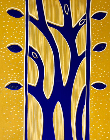 印花与版画 标题为“L'envolée la vie, q…” 由Fabienne Borie, 原创艺术品, Linocuts 安装在木质担架架上